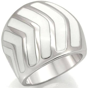 White Enamel Stripe Wide Band Ring Size 10