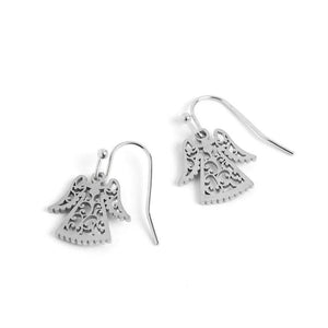 Holiday Angel Christmas Earrings Silver