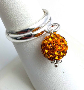 Disco Ball Adjustable Rings Orange Sz 7