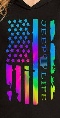 Rainbow Multicolor Jeep Life Flag Graphic Tee