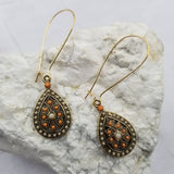 Boho Orange Beads Teardrop Dangle Earrings