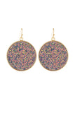 Disc Sequin Leather Drop Earrings