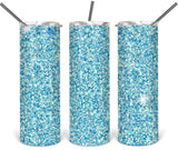 Blue Glitter Stainless Steel Double Wall Tumbler 20 oz
