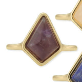 Natural Gemstone Prism Gold Ring Purple Amethyst