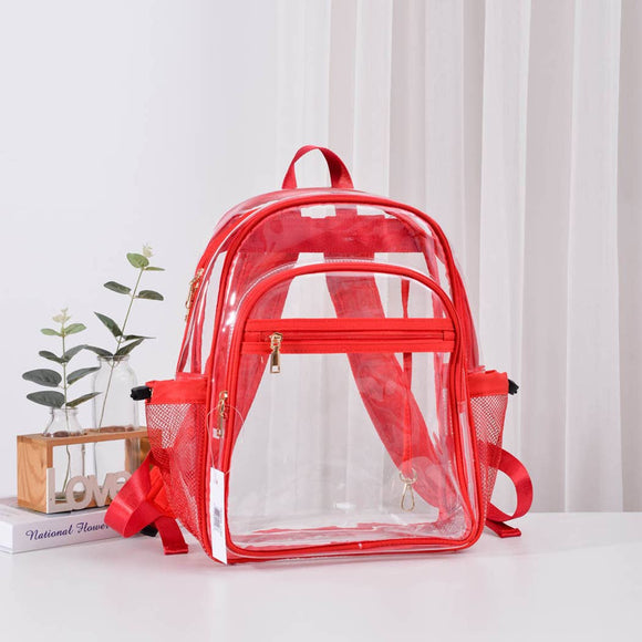 Clear Stadium Backpack with Red Trim
