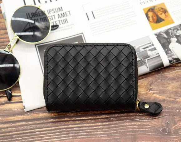 Black Woven Compact Wallet
