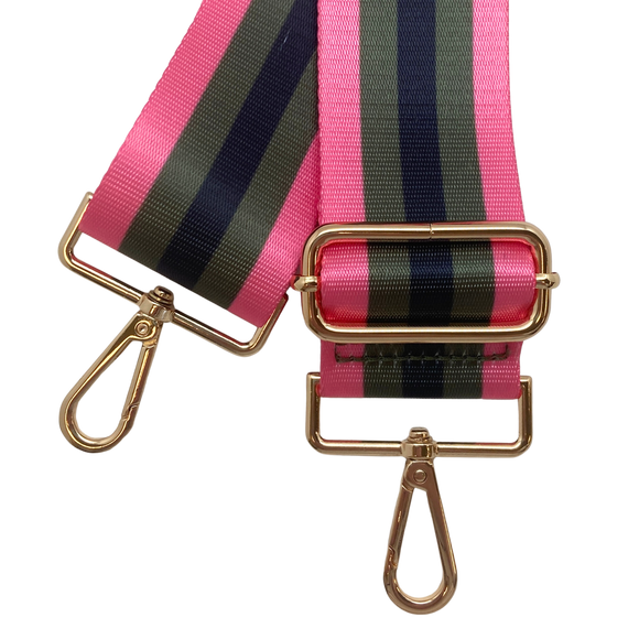 Barbie Pink Army Green Black Stripe Adjustable Crossbody Bag Purse Guitar Strap