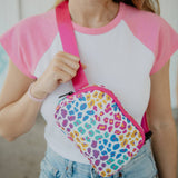 Multicolored Leopard Belt Bag Fanny Pack Sling Bag