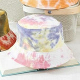 Pink Blue Yellow Tie Dye Reversible Bucket Hat