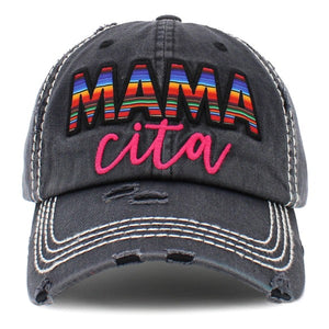 Distressed Embroidered Serape Mamacita Baseball Cap Hat
