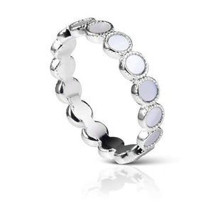 Mother of Pearl Eternity Circles Stackable Layering Ring Silver