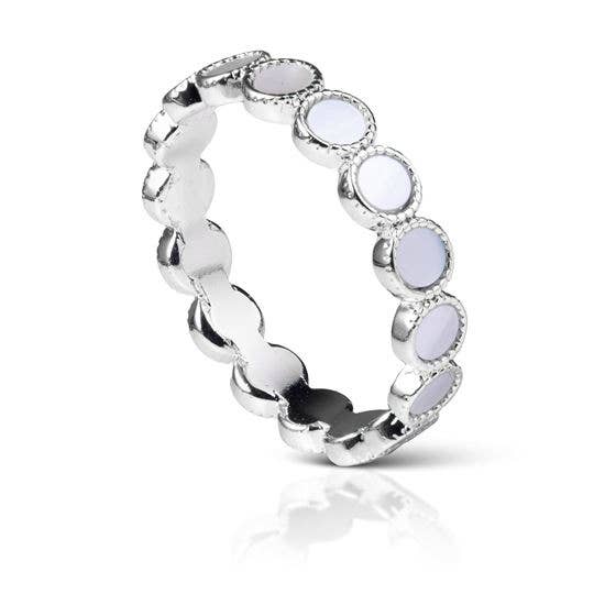 Mother of Pearl Eternity Circles Stackable Layering Ring Silver