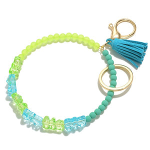 Candy Bear Tassel Bangle Keyring Keychain Bag Charm Blue Green