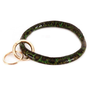 Olive Green Leopard Print Bangle  Key Ring Keychain