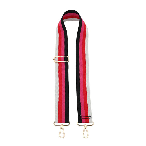 Fuchsia Black Red Stripe Adjustable Bag Purse Guitar Strap