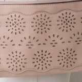 Blush Pink Laser Cut Floral Pattern Envelope Crossbody Bag Purse