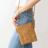 Tan Knit Envelope Crossbody Bag Purse