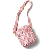Metallic Pink Puffy Quilted Crossbody Sling Bag Barbiecore