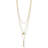 Gold Delicate Chain Triple Layer Charms Necklace