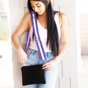 Purple Stripe Crossbody Purse Bag Strap