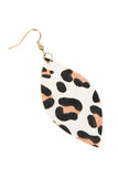 Leopard Print Marquise Leather Hook Earrings