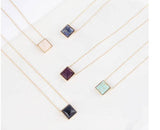 Square Natural Stone Necklace Turquoise 16 to 18 inches