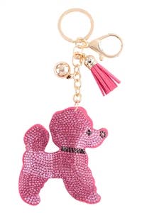 Pink Poodle Tassel Keychain Keyring Bag Charm