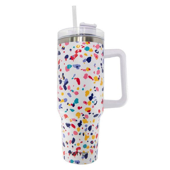 Colorful Fun Confetti Print 40 oz Stainless Steel Tumbler Cup with Handle