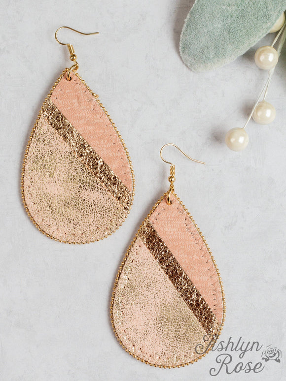 Let's Be Friends Teardrop Lightweight Dangle Earrings Rose Gold Metallic