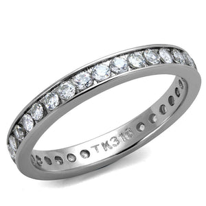 Clear CZ Stainless Steel Band Eternity Ring Size 9