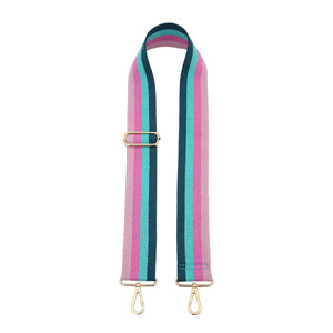 Pink Turquoise Navy Stripe Adjustable Crossbody Bag Purse Guitar Strap