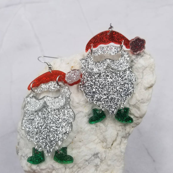 Glitter Shine Santa Dangle Christmas Acrylic Earrings