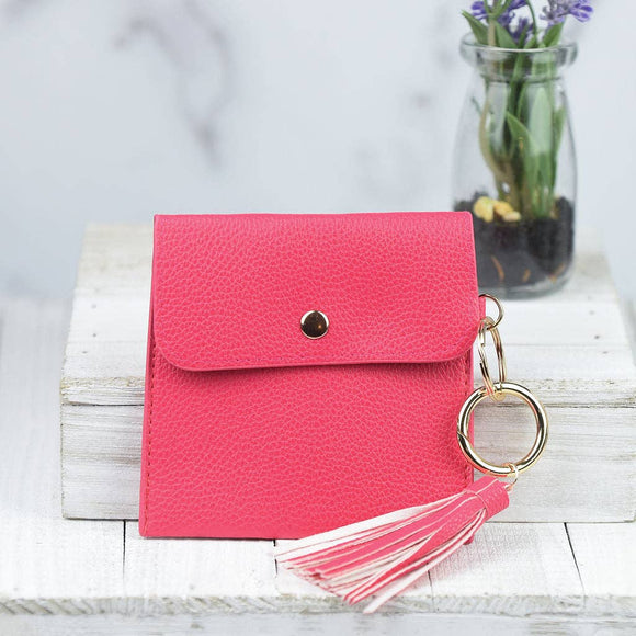 Snap Pouch Key Ring Tassel Hot Pink