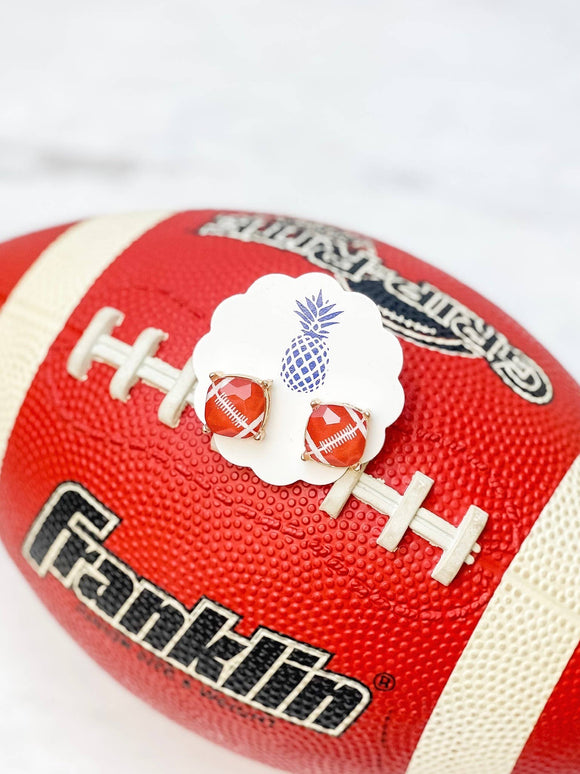 Football Faceted Square Stud Earrings