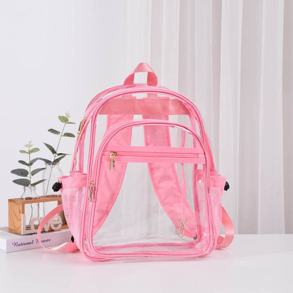 Clear Stadium Backpack with Pink Trim Barbiecore