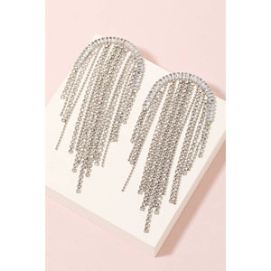 Pave Arch Chain Fringe Statement Earrings