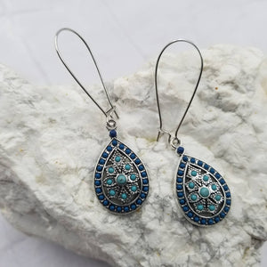 Boho Turquoise Beads Teardrop Dangle Earrings