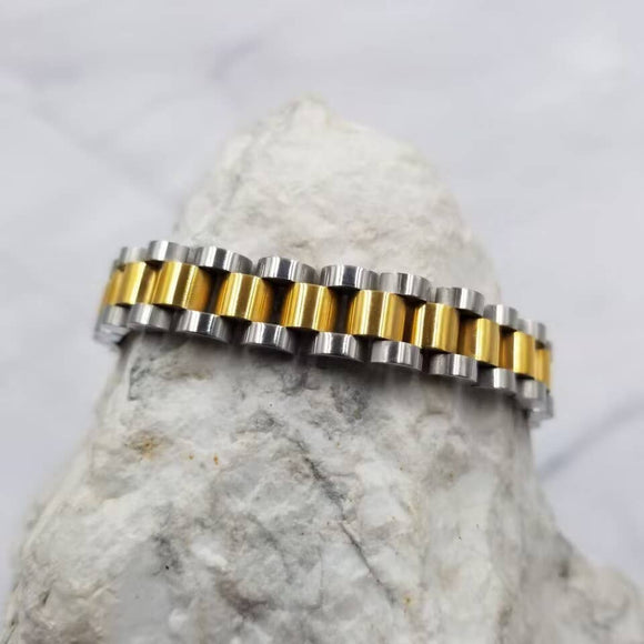 Gold and Silver Chain Watch Band Bracelet