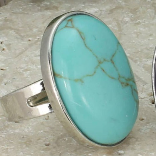 Stone Statement Large Natural Gemstone Ring Turquoise