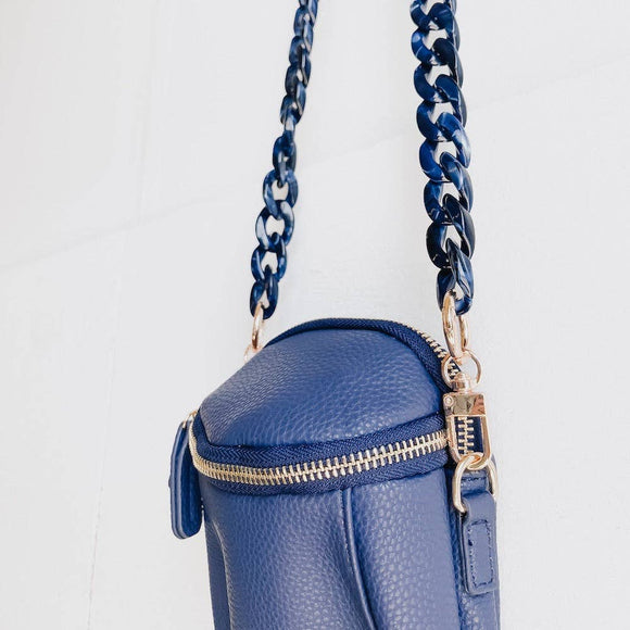 Acrylic Detachable Purse Bag Chain Strap Navy Blue