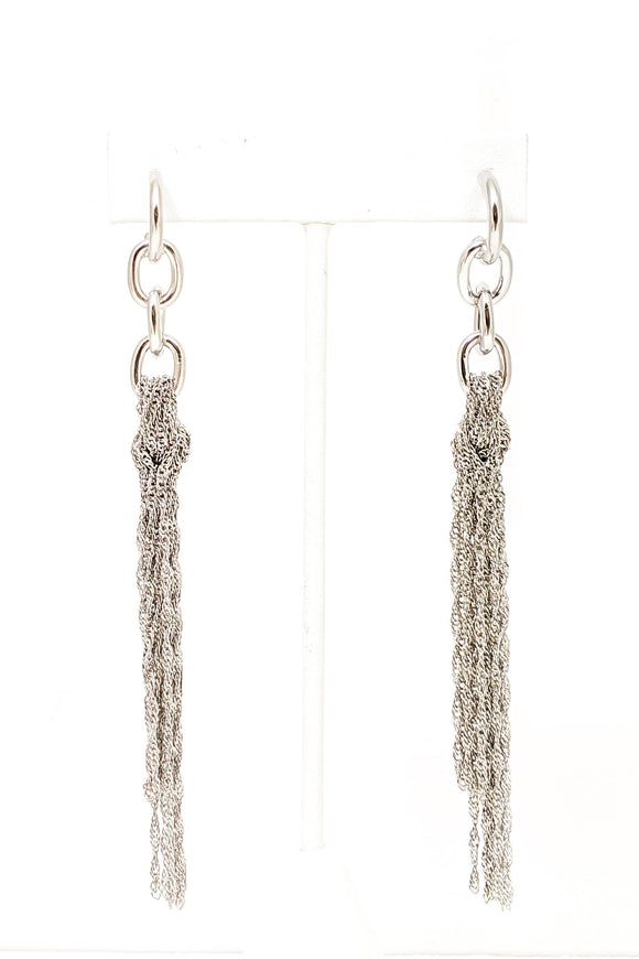 Chain Dangle Earrings Silvertone