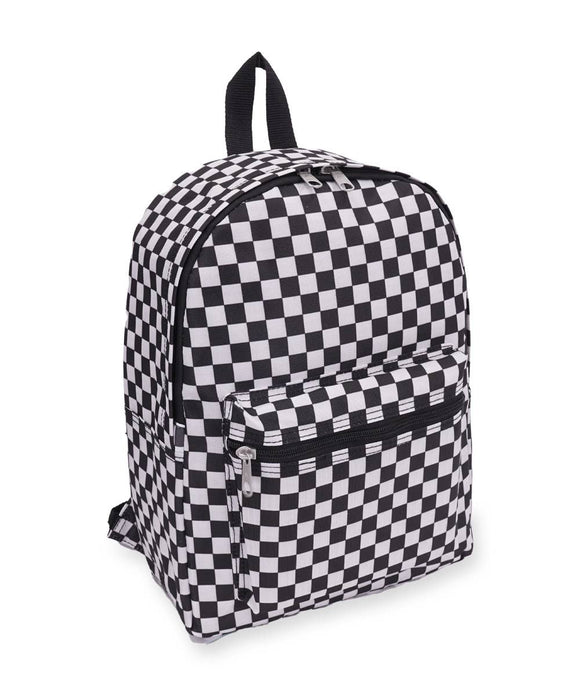 Backpack Black White Square Checkered Design