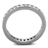 Clear CZ Stainless Steel Band Eternity Ring Size 9