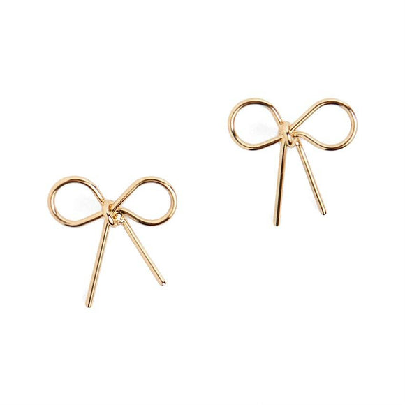 Dainty Gold Ribbon Stud Earrings