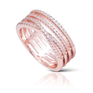 Criss Cross Stack Crystal RIng Rosegold