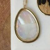 Mother of Pearl Teardrop Pendant Long Necklace