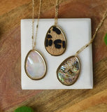 Mother of Pearl Teardrop Pendant Long Necklace