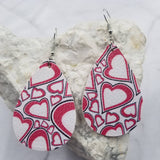 Multiple Hearts Teardrop Dangle Earrings White Pink Black