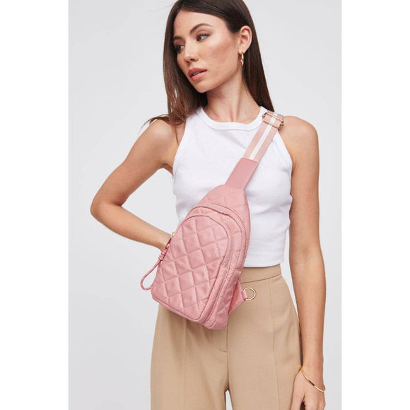 Ace Quilted Nylon Sling Backpack Pastel Pink Barbiecore