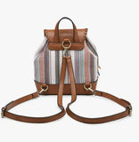 Two-Tone Backpack Drawstring Flap Multi-Color Tassels